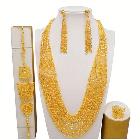 24K Gold Plated Arabian Banquet Jewelry Set - Picture 1 of 12